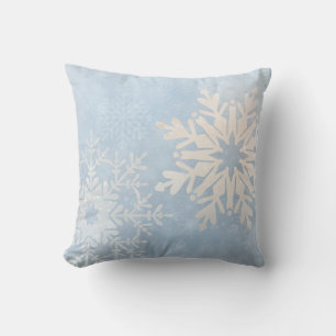 Blue Winter Wonderland Snowflake Cushion