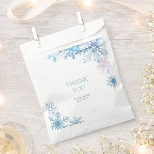 Blue Winter Wonderland Snowflake First Birthday Favour Bag