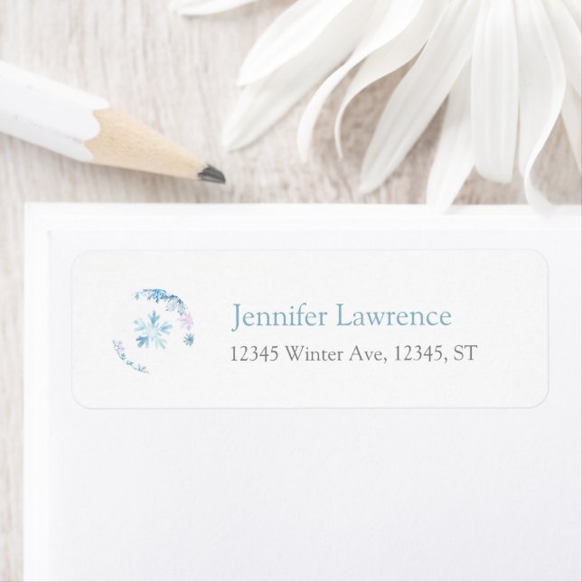 Blue Winter Wonderland Snowflake Return Address Label (Insitu)