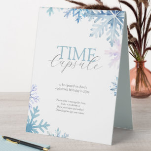 Blue Winter Wonderland Snowflake Time Capsule Sign