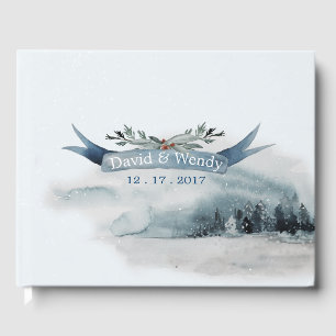 Blue Winter Wonderland Wedding Guest Book