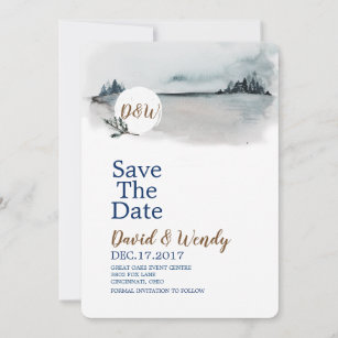 Blue Winter Wonderland Wedding save the date card