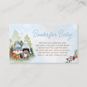Blue Winter Woodland Baby Shower Books for Baby Enclosure Card