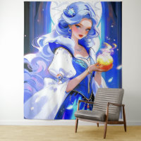 Blue Witch Holding Potion Halloween Wall Art
