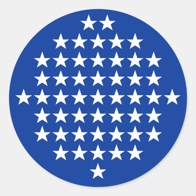 Blue with 50 White Stars American Flag Theme Classic Round Sticker (Front)