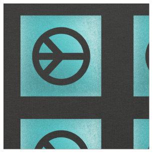 Blue With Black Peace Sign Fabric