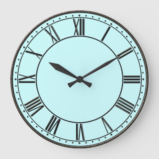 Blue with Black Vintage Roman Numeral Large Clock (Front)