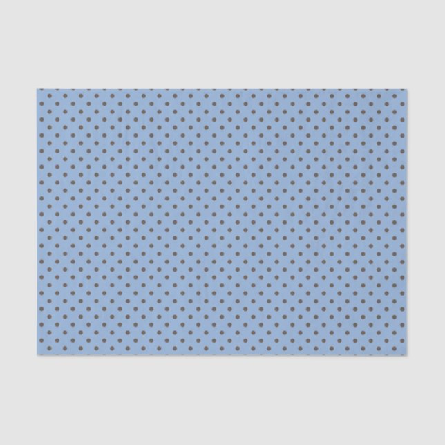 BLUE WITH CHOCOLATE BROWN POLKA DOTS TISSUE PAPER (Front)