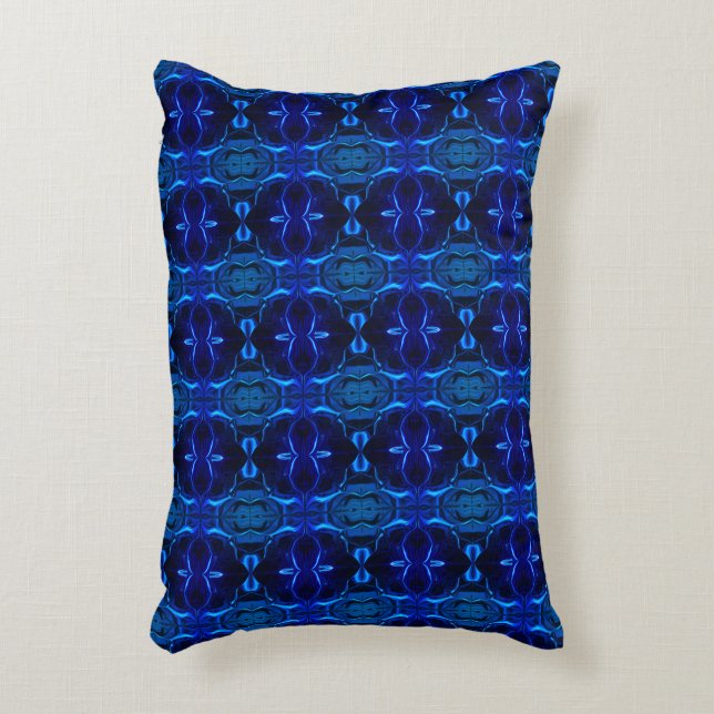 Blue with 'floating' intertwined strokes decorative cushion (Front(Vertical))