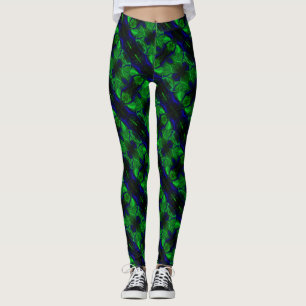 Blue with 'floating' intertwined strokes leggings
