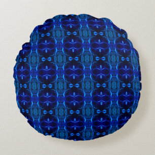 Blue with 'floating' intertwined strokes round cushion