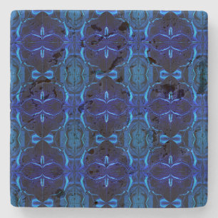 Blue with 'floating' intertwined strokes stone coaster