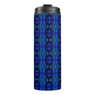 Blue with 'floating' intertwined strokes thermal tumbler