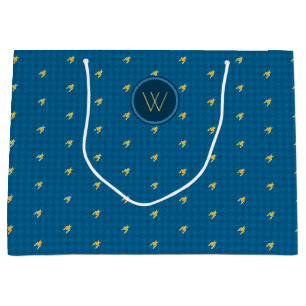 Blue with Gold Accent Houndstooth Gift Bag