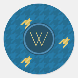 Blue with Gold Accent Houndstooth Sticker