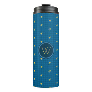 Blue with Gold Accent Houndstooth Thermal Tumbler