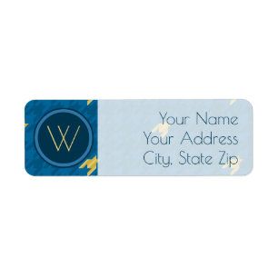 Blue with Gold Houndstooth Return Address Label