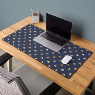 BLUE WITH GOLD IRISH CELTIC SHAMROCKS DESK MAT