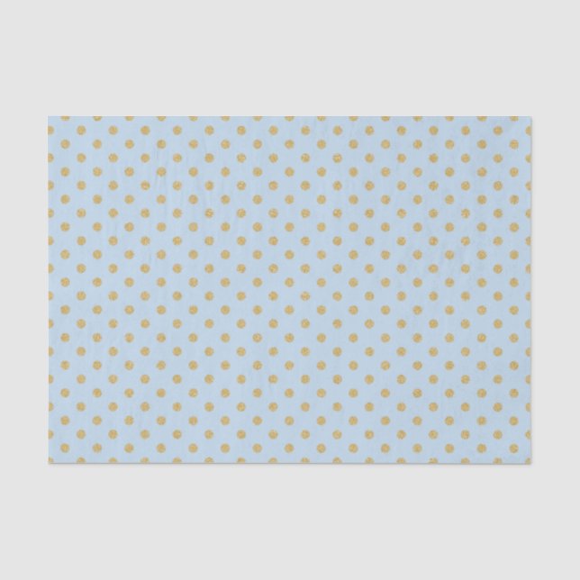 Blue with Gold Polka Dots Tissue Paper (Front)