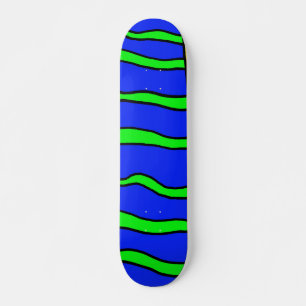 Blue With Green Stripes Skateboard