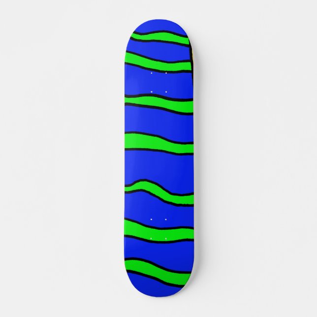 Blue With Green Stripes Skateboard (Front)