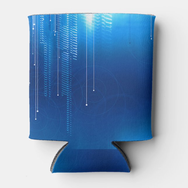 Blue with linear design Can Cooler (Front)