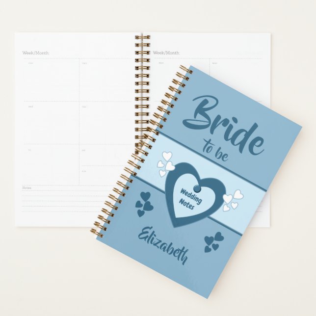 Blue with love hearts wedding planner (Display)