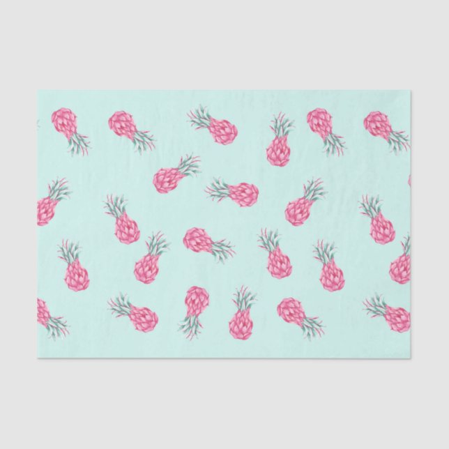 Blue with Pink Pineapple Tissue Paper (Front)