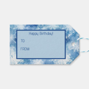 Blue with Snowflakes Watercolor Style Gift Tags