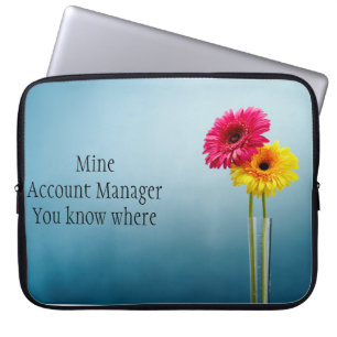 Blue with two flowers on a laptop sleeve