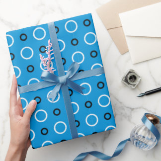 Blue With White And Black Circles Wrapping Paper