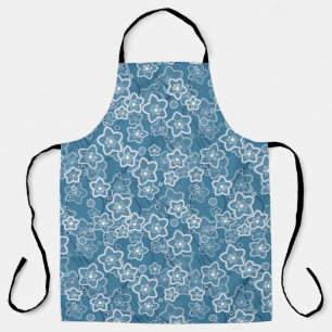 blue with white, blue, flowers, floral, rustic, fa apron