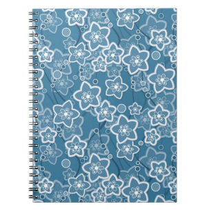 blue with white, blue, flowers, floral, rustic, fa notebook
