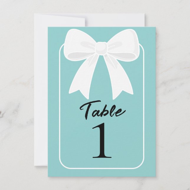 Blue With White Bows Coquette Table Number (Front)