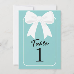 Blue With White Bows Coquette Table Number