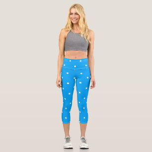 Blue with white dots capri leggings