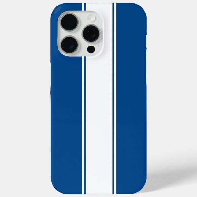 Blue with White Racing Stripe Case-Mate iPhone Case (Back)