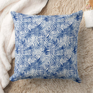 Blue with white tropical pattern cushion