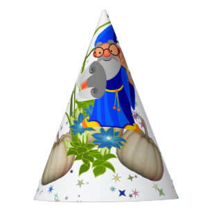 Blue Wizard Fall Pumpkins Party Hat