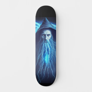 Blue Wizard Lightning Spell Skateboard