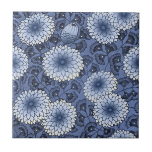 Blue Wm Morris Arts & Crafts Chrysanthemum Repro Ceramic Tile