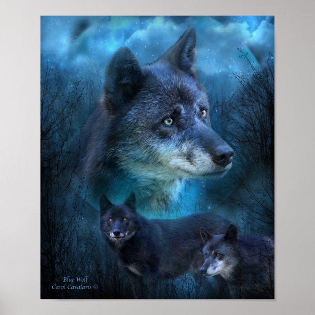 Blue Wolf Art Poster/Print Poster (Front)