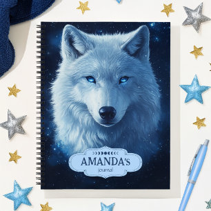 Blue Wolf Celestial Sky Stars Social Anxiety Notebook