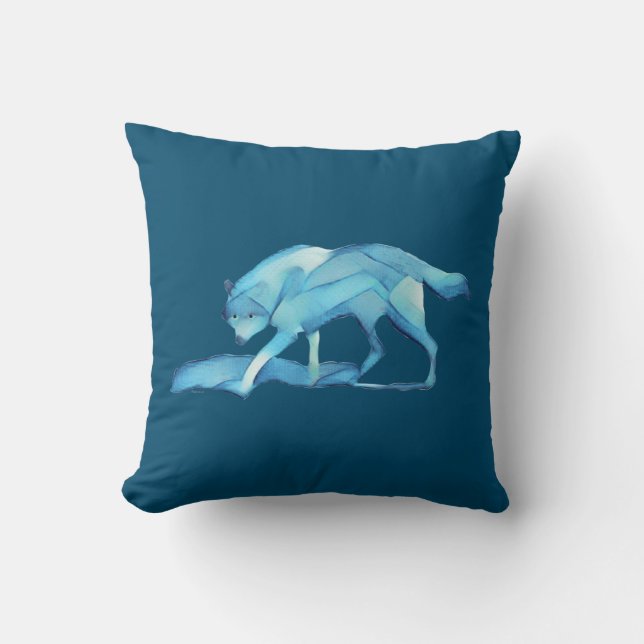 Blue Wolf Cushion (Front)