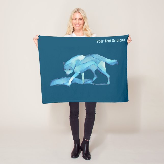 Blue Wolf Fleece Blanket (In Situ)