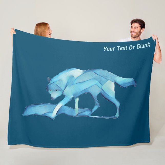 Blue Wolf Fleece Blanket (In Situ)