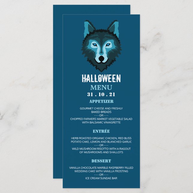 Blue Wolf, Halloween Party Menu (Front/Back)