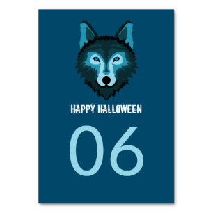 Blue Wolf, Halloween Party Table Number
