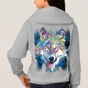 Blue Wolf Hoodie Colourful Wolf Heads Hoodie