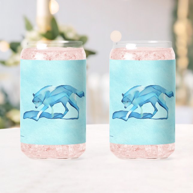 Blue Wolf On Snow Can Glass (Insitu (Wedding))